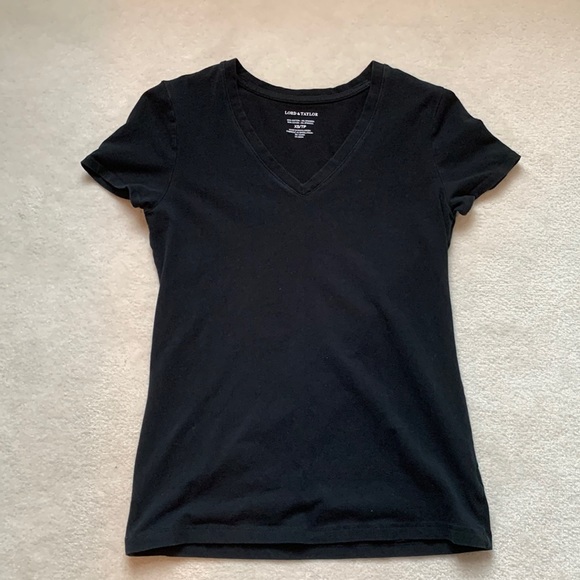 Lord & Taylor Black V Neck Tee - Picture 1 of 3